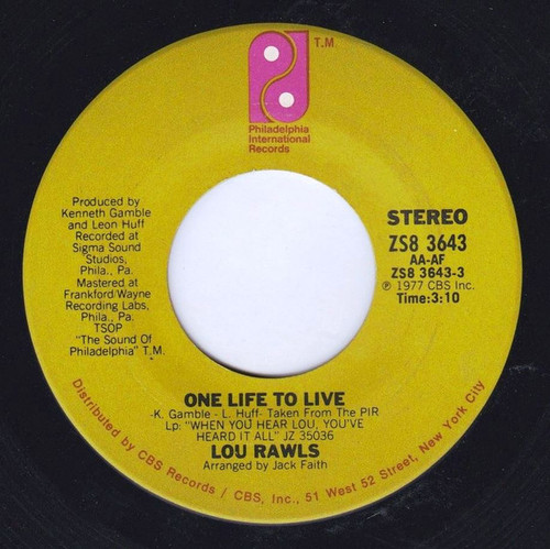 Lou Rawls - One Life To Live / If I Coulda, Woulda, Shoulda (7", Single)