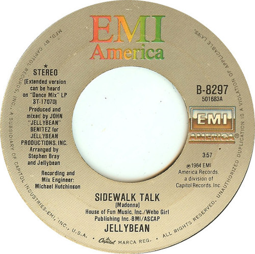 Jellybean* - Sidewalk Talk (7", Single, Jac)