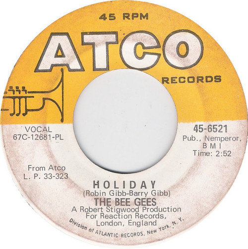 Bee Gees - Holiday - ATCO Records - 45-6521 - 7", Single, PL  1119979481