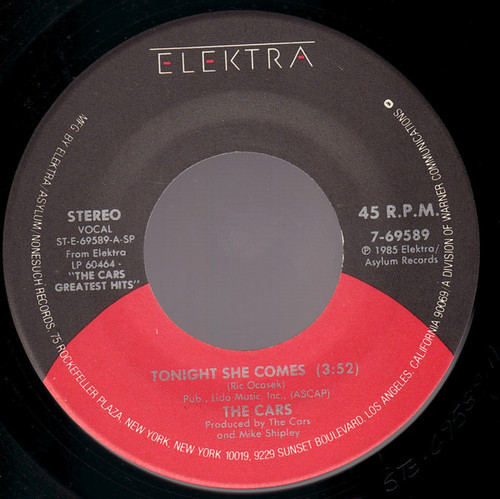 The Cars - Tonight She Comes - Elektra - 7-69589 - 7", Single, Spe 1120590465