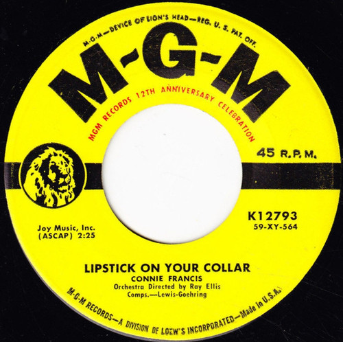Connie Francis - Lipstick On Your Collar / Frankie - MGM Records - K12793 - 7" 1120608628