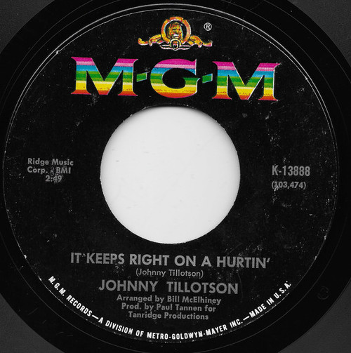 Johnny Tillotson - It Keeps Right On A Hurtin' (7", Single)