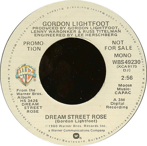 Gordon Lightfoot - Dream Street Rose (7", Mono, Promo)