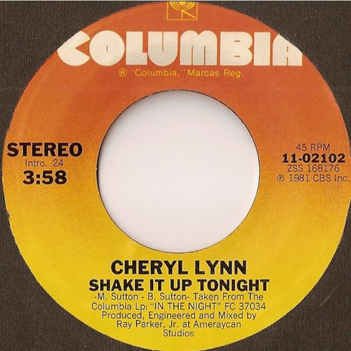 Cheryl Lynn - Shake It Up Tonight - Columbia - 11-02102 - 7", Single, Styrene, Pit 1121072467