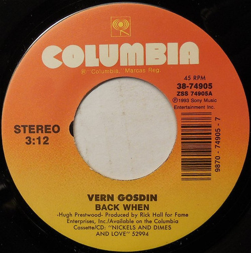 Vern Gosdin - Back When (7", Single)