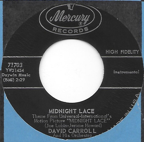 David Carroll And His Orchestra* - Midnight Lace (7", Single, Mono)