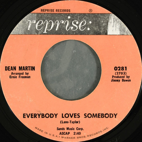 Dean Martin - Everybody Loves Somebody / A Little Voice - Reprise Records - 281 - 7", Single, Styrene 1133180229