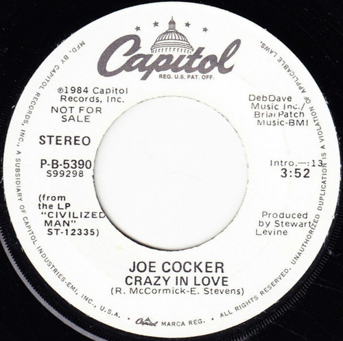 Joe Cocker - Crazy In Love (7", Promo)