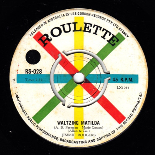 Jimmie Rodgers (2) - Waltzing Matilda (7", Single)