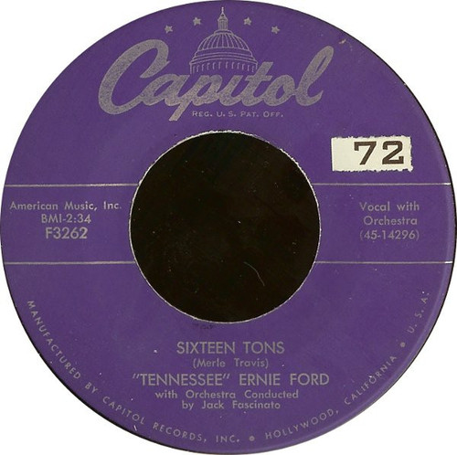 "Tennessee" Ernie Ford* - Sixteen Tons (7", Single, Scr)