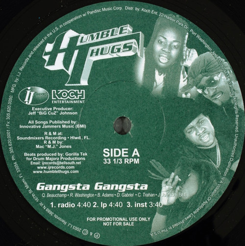 Humble Thugs - Gangsta Gangsta (12", Promo)