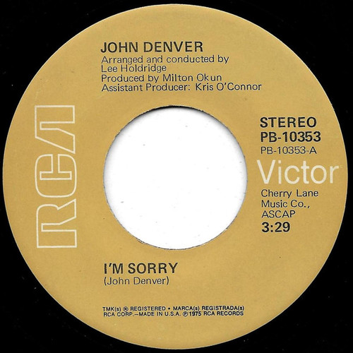 John Denver - I'm Sorry / Calypso - RCA Victor - PB-10353 - 7", Ind 1135965243