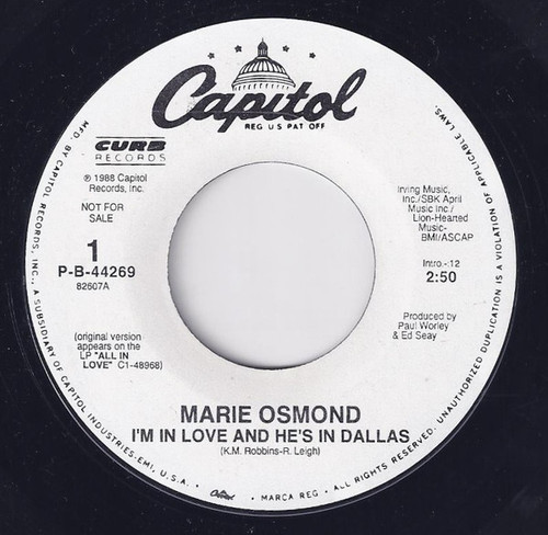 Marie Osmond - I'm In Love And He's In Dallas - Capitol Records - P-B-44269 - 7", Promo 1135968412