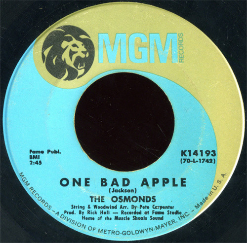 The Osmonds - One Bad Apple / He Ain't Heavy ...He's My Brother - MGM Records - K14193 - 7", Single, MGM 1135968474