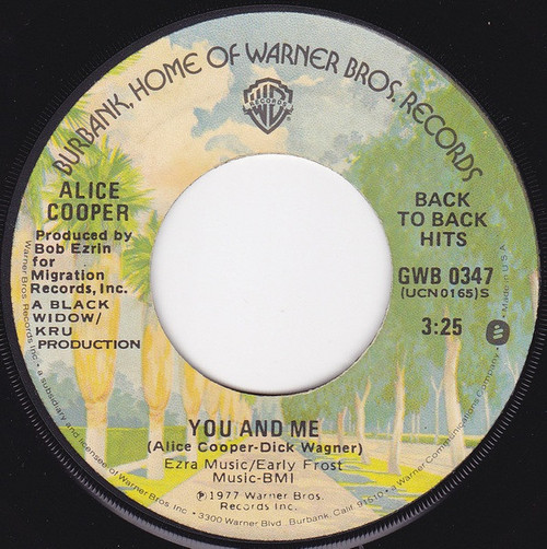 Alice Cooper (2) - You And Me / I Never Cry - Warner Bros. Records - GWB 0347 - 7", Single 1136797821