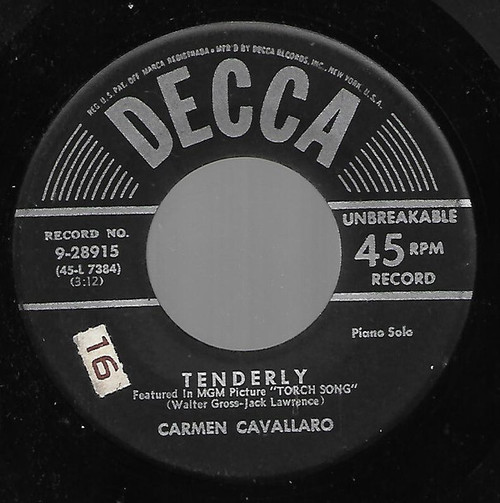 Carmen Cavallaro - Tenderly (7", Single)