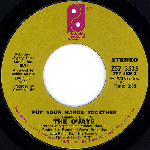 The O'Jays - Put Your Hands Together (7", Single)