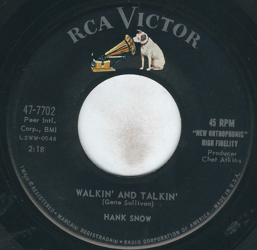 Hank Snow - Walkin' And Talkin' / Rockin' Rollin' Ocean  (7", Single, Ind)