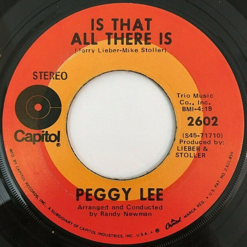 Peggy Lee - Is That All There Is / Me And My Shadow (7", Single, Scr)