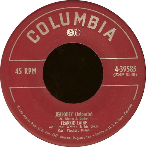 Frankie Laine - Jealousy (Jalousie) - Columbia - 4-39585 - 7" 1140821450