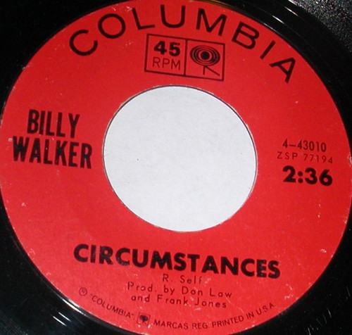Billy Walker - Circumstances / It's Lonesome (7", Single)