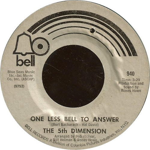 The 5th Dimension* - One Less Bell To Answer / Feelin' Alright? (7", Single, Mon)