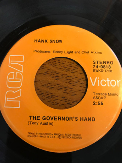 Hank Snow - The Governor's Hand - RCA Victor - 74-0818 - 7", Single 1142736710