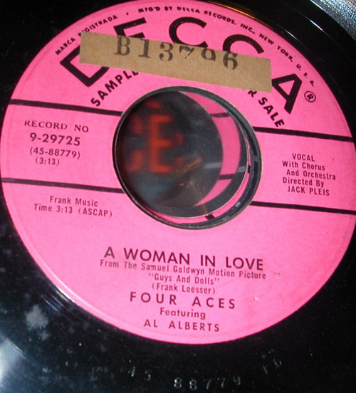 Four Aces* Featuring Al Alberts - A Woman In Love / Of This I'm Sure (7", Promo)