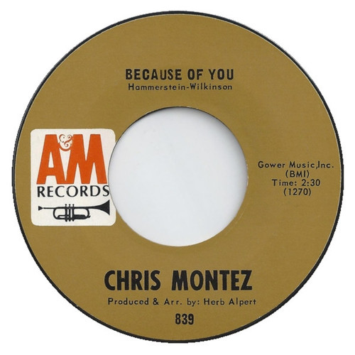 Chris Montez - Because Of You - A&M Records - 839 - 7", Single 1146255282
