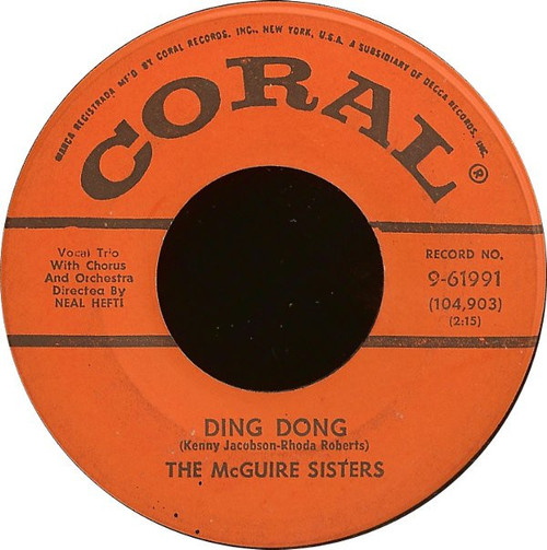 McGuire Sisters - Ding Dong - Coral - 9-61991 - 7", Glo 1146393073