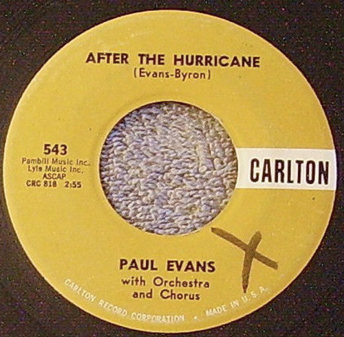 Paul Evans - After The Hurricane (7", Single)