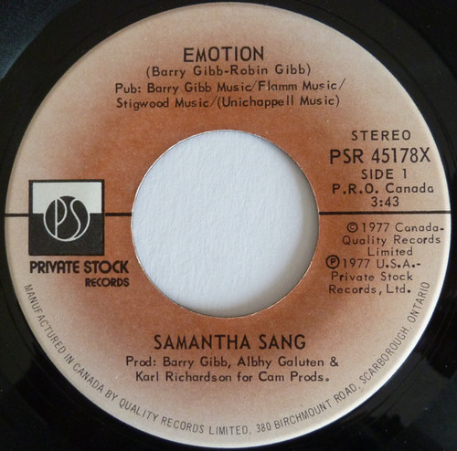 Samantha Sang - Emotion  - Private Stock - PSR 45178X - 7", Single 1146810823