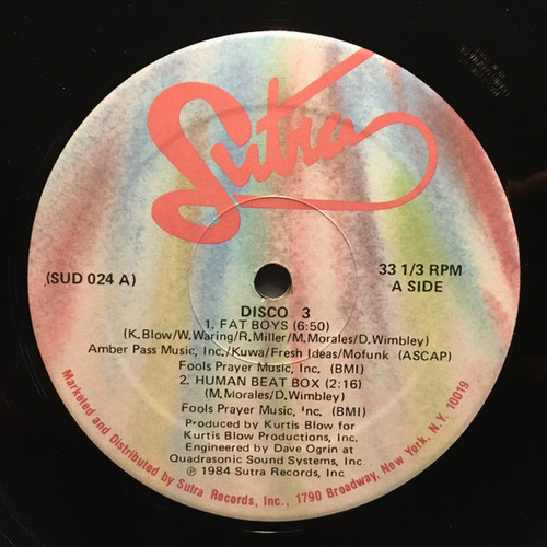 Disco 3 - Fat Boys - Sutra Records - SUD 024 - 12", Single 1154963037