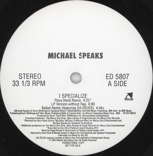 Michael Speaks - I Specialize - Eastwest Records America, Eastwest Records America - ED 5807, ED-5807 - 12", Promo 1155312165