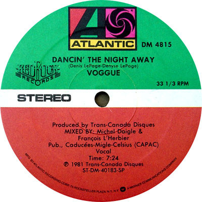 Voggue - Dancin' The Night Away - Atlantic, Red Rock Records - DM 4815 - 12" 1155322006