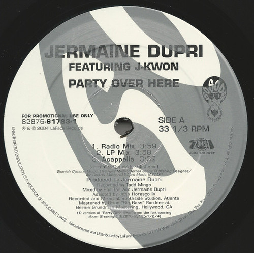 Jermaine Dupri Featuring J-Kwon / Jermaine Dupri Featuring The Kid Slim* And Pastor Troy - Party Over Here / Dance Floor (12", Promo)