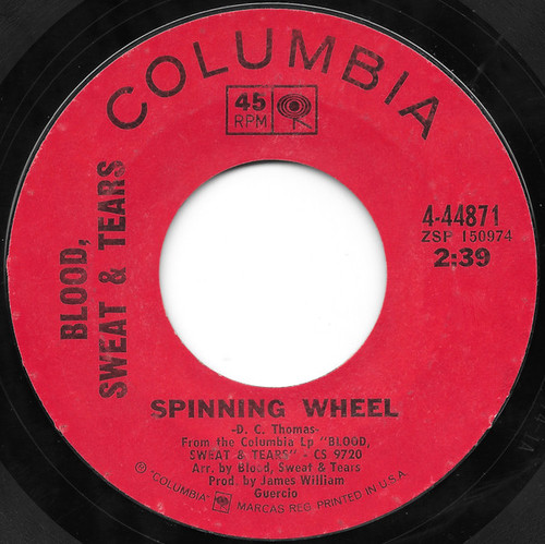Blood, Sweat & Tears* - Spinning Wheel / More And More (7", Single, Styrene, Pit)