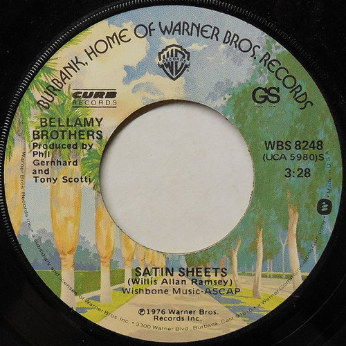 Bellamy Brothers - Satin Sheets / Rainy, Windy, Sunshine ( Roadeo Road) - Warner Bros. Records, Curb Records - WBS 8248 - 7", Single 1156772328