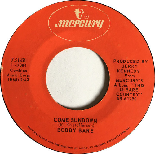 Bobby Bare - Come Sundown / Woman, You Have Been A Friend To Me - Mercury - 73148 - 7", Single, Styrene 1160253133