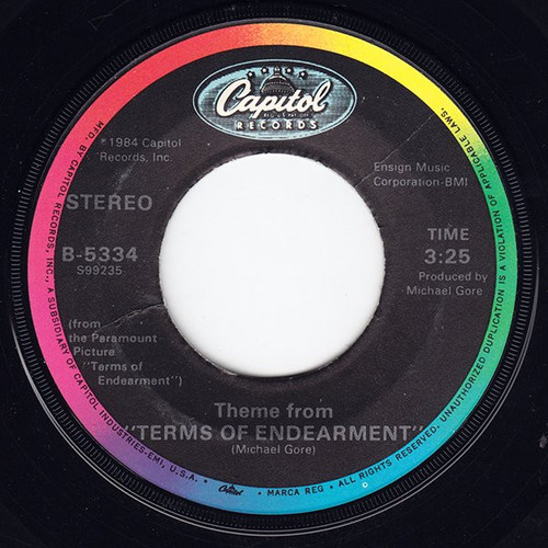 Michael Gore - Theme From "Terms Of Endearment" / This Is My Moment (Garrett & Aurora's Love Theme) - Capitol Records - B-5334 - 7" 1161216166