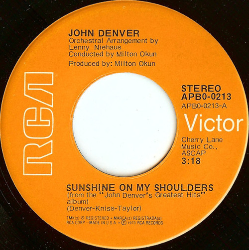 John Denver - Sunshine On My Shoulders - RCA Victor - APB0-0213 - 7", Single, Ind 1161371569