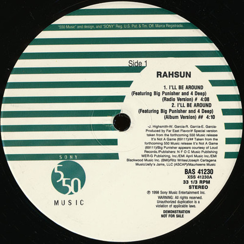 Rahsun - I'll Be Around - 550 Music - BAS 41230 - 12", Promo 1161373717