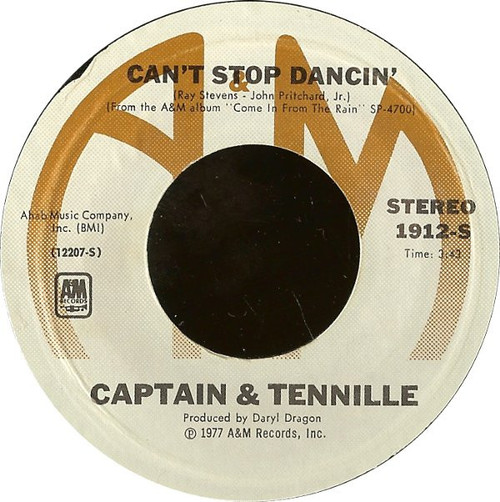 Captain And Tennille - Can't Stop Dancin' - A&M Records - 1912-S - 7", Styrene, Pit 1161406028