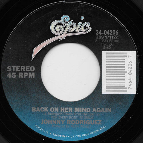 Johnny Rodriguez (4) - Back On Her Mind Again - Epic - 34-04206 - 7", Single 1161814966