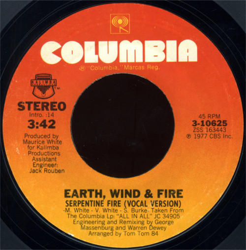 Earth, Wind & Fire - Serpentine Fire (7", Single, Styrene)