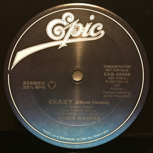 Rosie Gaines - Crazy - Epic - EAS 02608 - 12", Single, Promo 1163522535