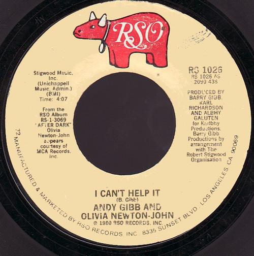 Andy Gibb & Olivia Newton-John - I Can't Help It (7", Single, Styrene, 72 )