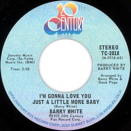 Barry White - I'm Gonna Love You Just A Little More Baby (7", Single, San)