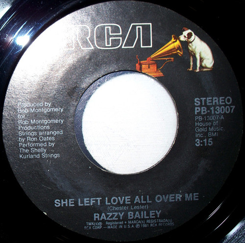 Razzy Bailey - She Left Love All Over Me - RCA - PB-13007 - 7", Single, Styrene 1168594197