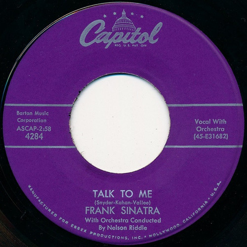 Frank Sinatra - Talk To Me / They Came To Cordura - Capitol Records - 4284 - 7" 1169766489